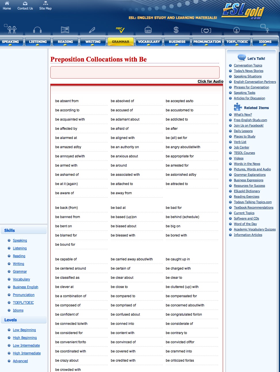 Preposition Collocation with Be | Recurso educativo 40311