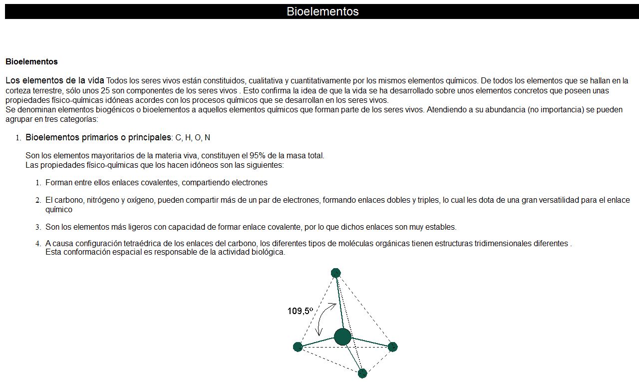 Bioelementos | Recurso educativo 48524