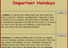 Important holidays | Recurso educativo 58905