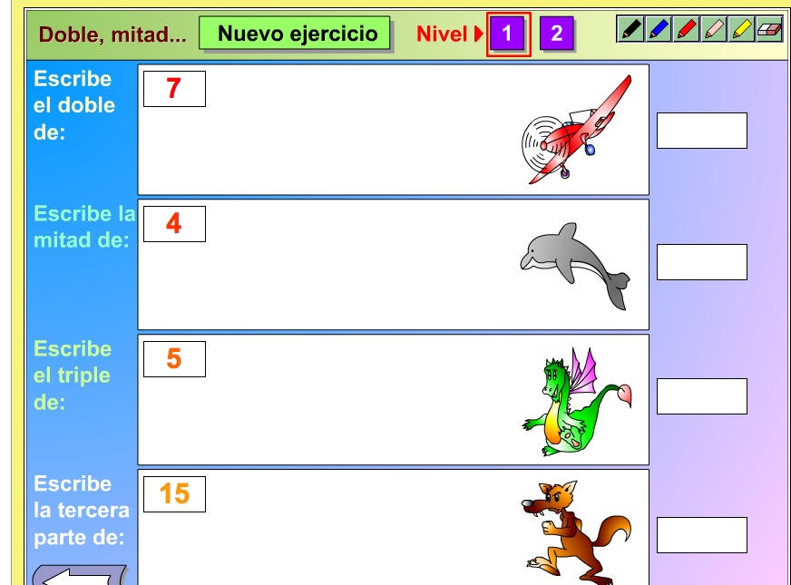 El doble y la mitad, triple y tercera parte | Recurso educativo 37387