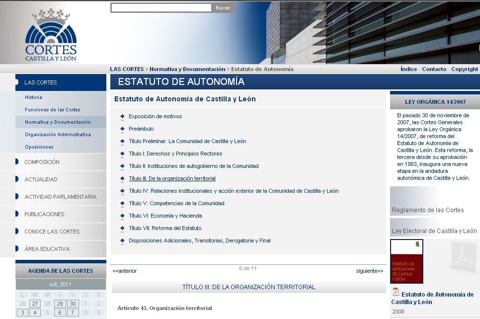 Estatuto de autonomía de Castilla y León | Recurso educativo 46337